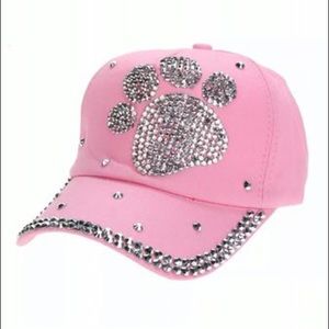 Rhinestone bling paw print hat/cap NWT